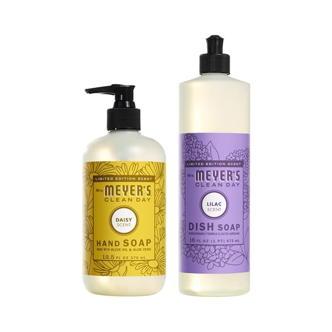 MRS. MEYER'S CLEAN DAY Variety Pack, 1 Mrs. Meyer's Liquid Dish Soap Lilac, 16 OZ, 1 Mrs. Meyer's Liquid Hand Soap, Daisy, 12.5 OZ, 1 CT