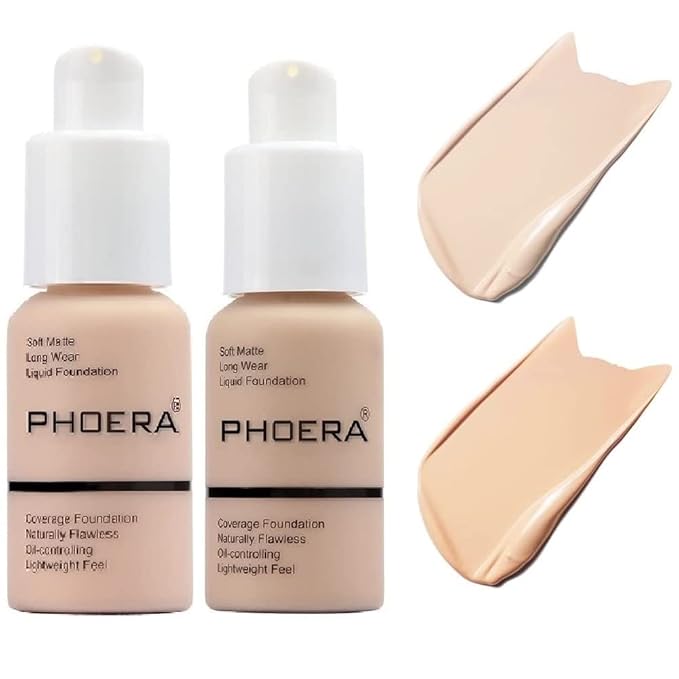 2 Pack PHOERA Foundation, Flawless Soft Matte Liquid