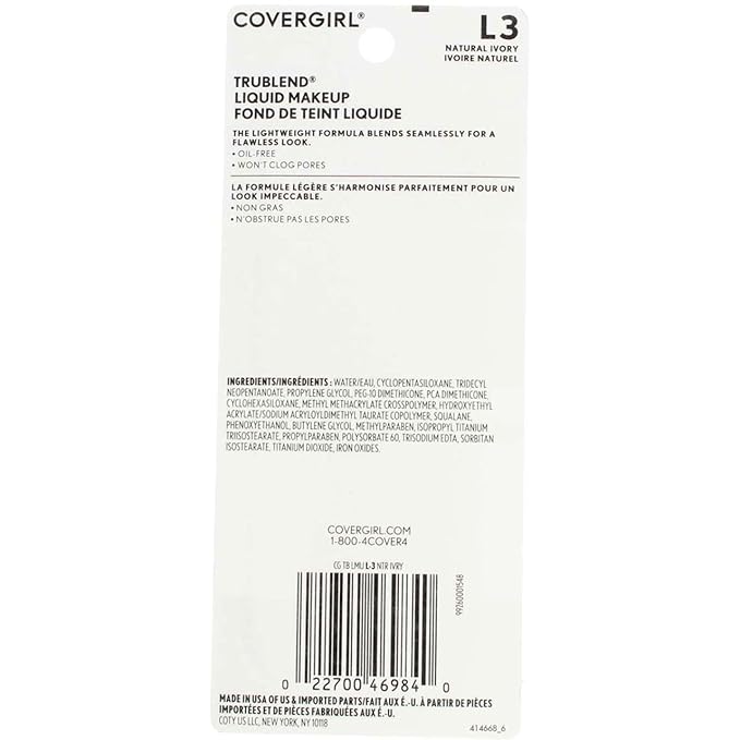 COVERGIRL Trublend Oil-Free Liquid Foundation, Lightweight, Dewy Finish, Clog Pores
