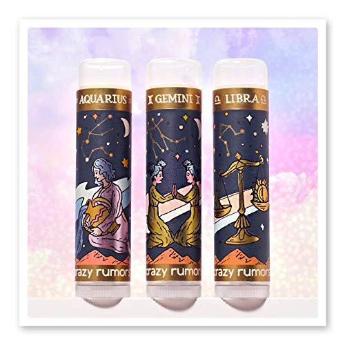 Crazy Rumors Aquarius Zodiac All Natural, Plant Based Lip Balm to Moisturize and Nourish your Lips - Air Blend (Vanilla Cream, Fresh Berry and Botanical Lavender)