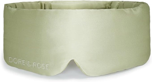 Dore & Rose Deep Sleep Mask Light Blocking, 23 Momme Mulberry Silk Eye Mask, Ultra Soft, Adjustable - Travel Sleeping Mask for Men & Women - Olive
