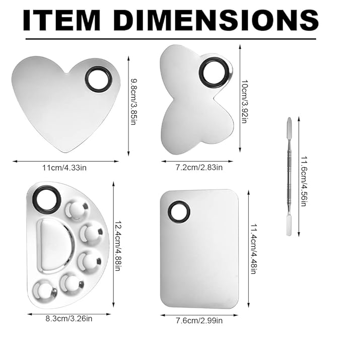 4 Pack Makeup Mixing Palette with Spatula, Stainless