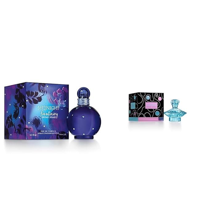 Britney Spears Women's Perfume, Midnight Fantasy, Eau De Parfum EDP Spray for Women, 3.3 Fl Oz & Curious, Eau De Parfum EDP Spray for Women, 3.3 Fl Oz