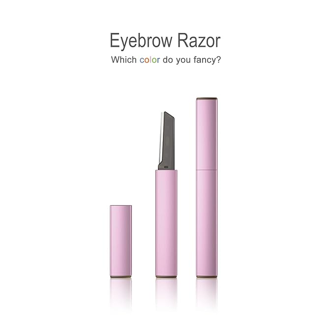 Exfoliating Eyebrow Razor Dermaplaning Tool Eyebrow Trimmer with 4 Replacement Blades, Facial Razors for Women Aluminum Alloy Handle & Stainless Steel Blade (Blue)