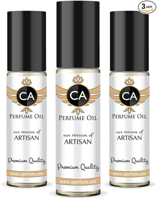 CA Perfume Impression of J. Varvatos Artisan For Men Replica Fragrance Body Oil Dupes Alcohol-Free Essential Aromatherapy Sample Travel Size Concentrated Long Lasting Attar Roll-On 0.3 Fl Oz-X3