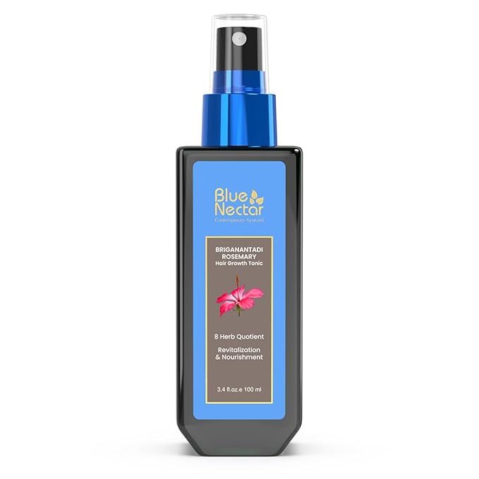 Blue Nectar Hair Growth Serum with Rosemary Oil for Hair Growth | Ayurvedic Hair Tonic Spray (8 Herbs, 3.38 Fl Oz)