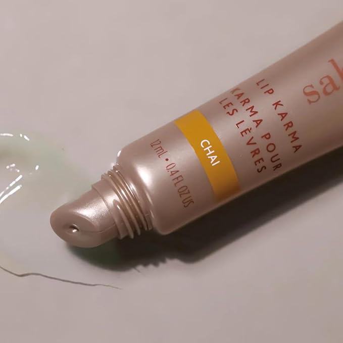 Sahajan Lip Karma Hydrating Lip Balm Gloss with Castor & Argan Oil, Cera Alba, Moisturizes & Firms Chapped, Dry Lips Shine for Plumper Looking Lips (Chai)