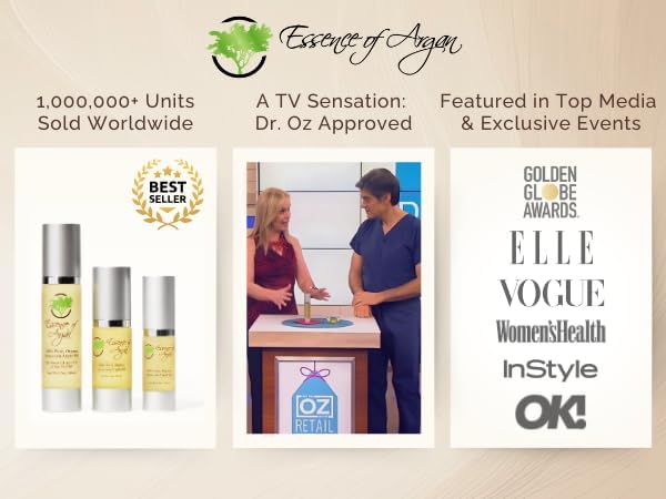 Essence of Argan 100% Pure Moroccan Organic Argan Oil - Natural EcoCert Oil that Nourishes and Conditions Your Skin, Hair and Nails (50ml/1.7oz)