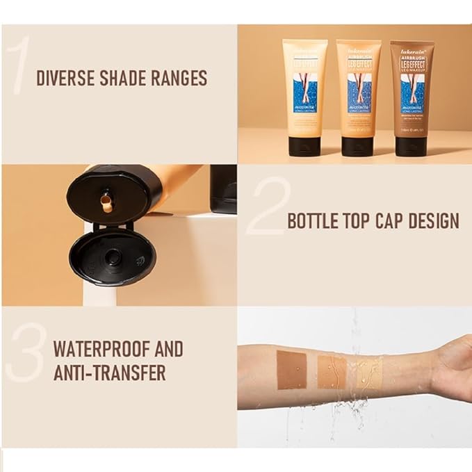 Leg Makeup Waterproof No Transfer,Leg Makeup Lotion,Leg and Body Scar Cover up Makeup,Long Last Body Foundation (1# Fairest Glow, 4 FL OZ)