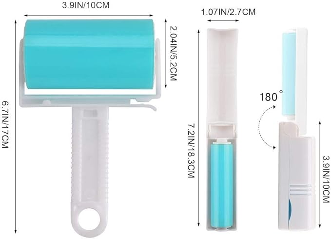 Lint Roller 5 Pack, Reusable Washable Lint Roller Sticky Gel Lint Remover Pet Hair Remover Cleaner for Clothes, Travel Essentials Household Use, Include Large Small Size