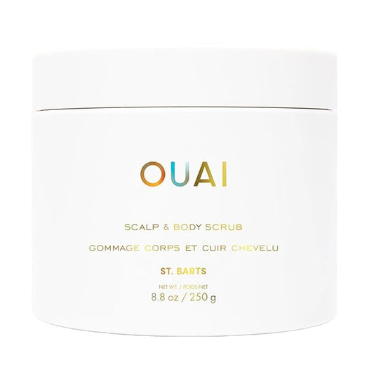 OUAI Scalp & Body Scrub, St. Barts - Exfoliating Body Scrub with Sugar & Coconut Oil Blend for Smooth, Moisturized Skin - Gentle Scalp Exfoliator for Removing Product Build Up (8.8 Oz)