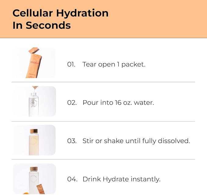 Instant Hydration Electrolytes Powder Packets - Citrus Orange Drink Mix - Zero Sugar - Keto, Vegan, Gluten-Free, Non-GMO - Boost Recovery, Brain Health, Muscle & Tissue Support- 30 Sticks
