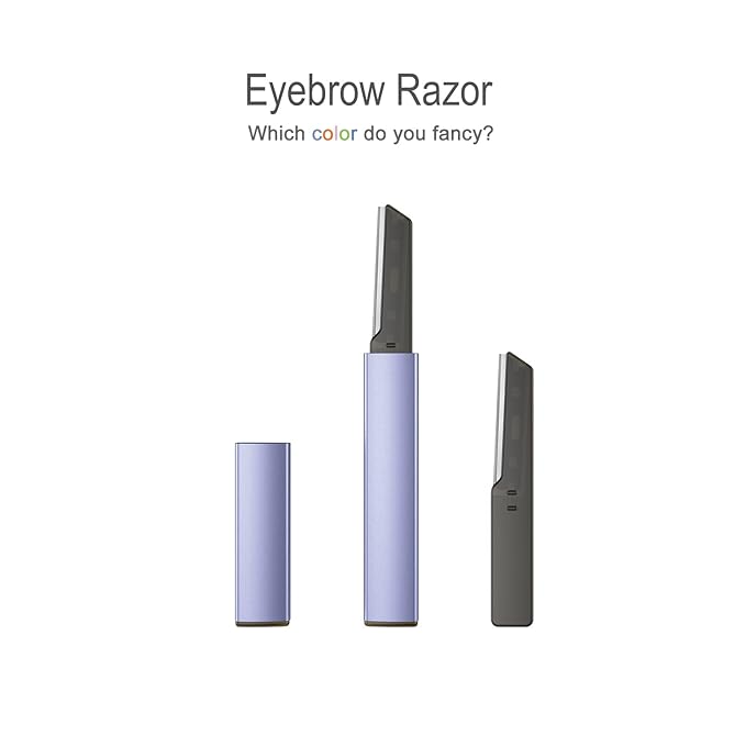 Exfoliating Eyebrow Razor Dermaplaning Tool Eyebrow Trimmer with 4 Replacement Blades, Facial Razors for Women Aluminum Alloy Handle & Stainless Steel Blade (Blue)