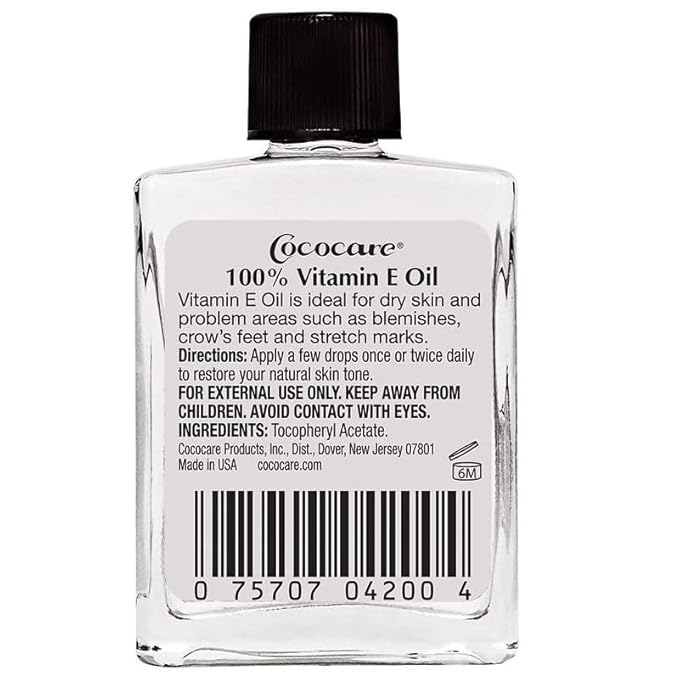 COCOCARE 100% Vitamin E Oil - Maximum Moisture for Dry Skin - 28000 I.U Wrinkle Reduction - 1 Fl Oz
