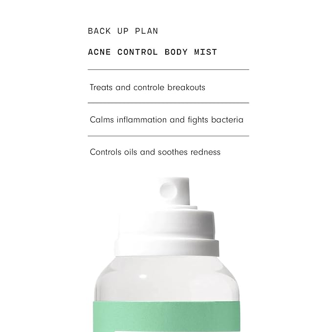 Versed Back-Up Acne Control Body Mist - All Over Blemish Spot Treatment + Salicylic Acid Spray with Tea Tree Oil & Witch Hazel - Oil Control + Redness Relief Acne Spray for Back & Body - Vegan (3 oz)