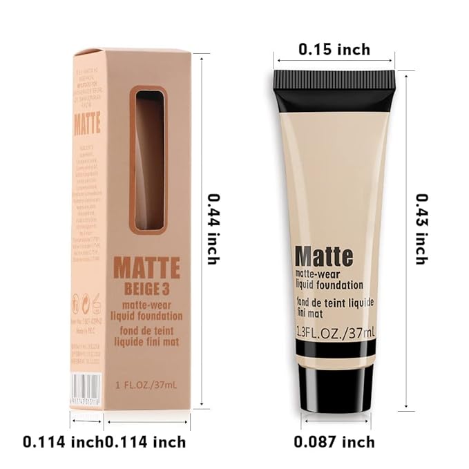 2 Pack Liquid Foundation Cream for Face Makeup,Durable Full Coverage Matte Concealer Make Up,Oil Control & Waterproof Base Primer -1+1 Fl.Oz-BEIGE 1#