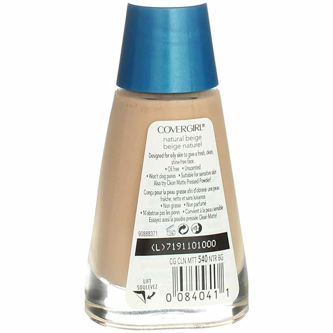 CoverGirl Clean Oil Control Liquid Makeup, Natural Beige Ounce Bottle