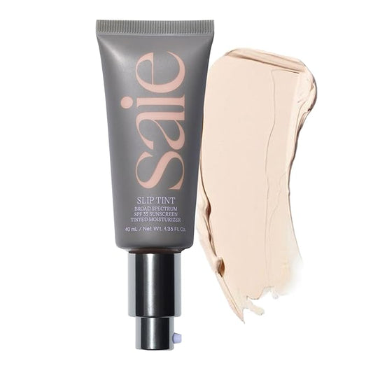 Saie Slip Tint Tinted Moisturizer with SPF 35 - Light Coverage, Glowy Skin Tint & Mineral Sunscreen for Face with Hydrating Hyaluronic Acid - Summer Makeup Essential - Shade One (1.35 oz)
