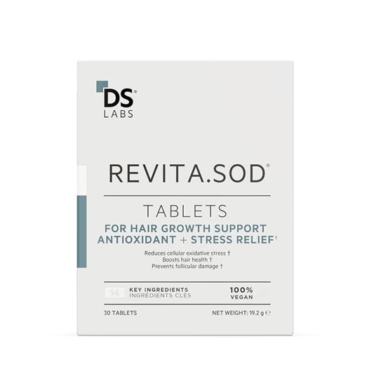 DS Labs Revita.SOD Hair Support Tablets for Men & Women, Daily Supplement with Superoxide Dismutase, Zinc & Ashwagandha, Supports Hair Strength, Density & Visible Shedding Reduction, 30 Tablets