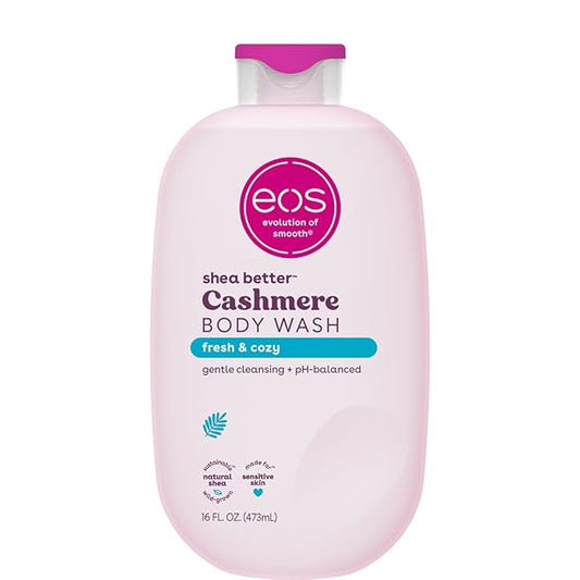 eos Shea Better Cashmere Body Wash, Fresh & Cozy, Moisturizing and Nourishing, pH Balanced Creamy Gel Formula, Paraben & Phthalate Free, Sensitive Skin,16 fl oz