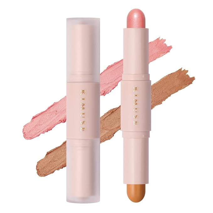 KIMUSE 2Color Dual Cream Contour Stick, Multi Blush & Contour Bronzer Stick, Long Lasting & Waterproof Contour Sticks Kit for Light Skin Face Makeup