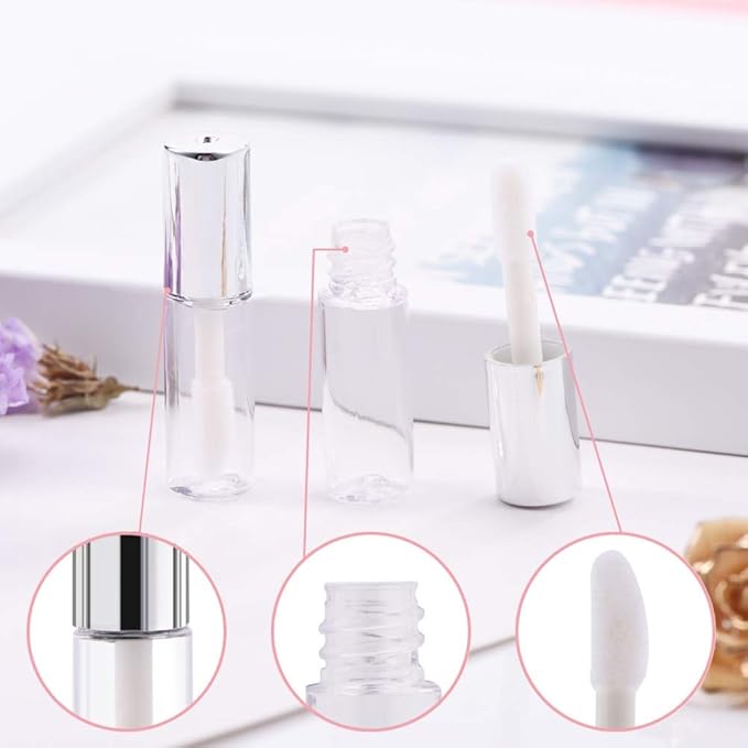 45Pcs Reusable Lipstick Bottle, 1.2 ML Lip Gloss Tube Empty Lip Gloss Tubes Container Clear Mini Empty Lip Balm Bottles Handmade Cosmetics Subdivision Bottles for Travel Use DIY Cosmetic Storage