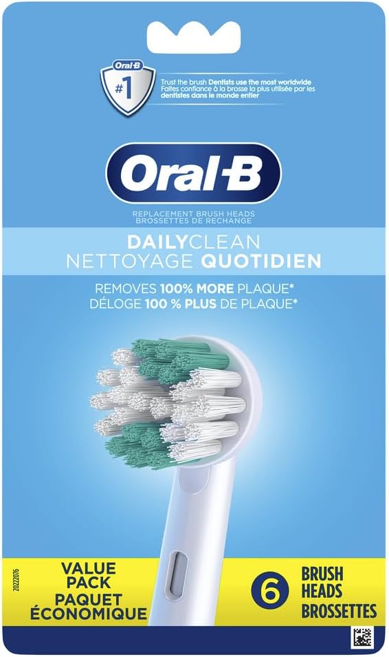 Oral-B Daily Clean Replacement Brush Heads for an Oral-B Electric Toothbrush, Pack of 6
