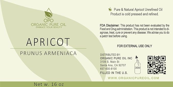 Apricot Kernel Oil - 100% Pure, Organic, Cold Pressed, Unrefined, Raw - Bitter Scent, Therapetutic Premium Grade A Kernal - Perfect for Massage, Skin, Hair & Body Care 16 OZ Quart Bulk
