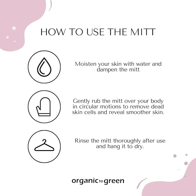 Organic to Green Premium Exfoliating Mitt for Body (2pc) – 100% Vegan Viscose Traditional Body Scrub Washcloth – Body Exfoliator (Pink)