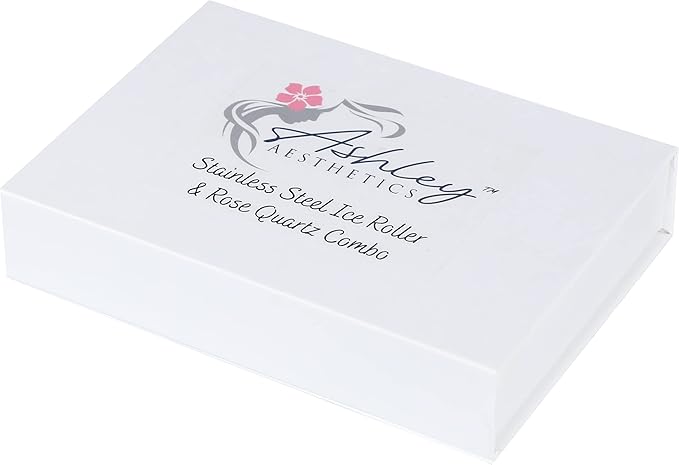 Stainless Steel Ice Roller & Rose Quartz Facial Set | Luxury Skin Care Tools for Lymphatic Drainage, Product Absorption, Skin Tightening, & Relaxation