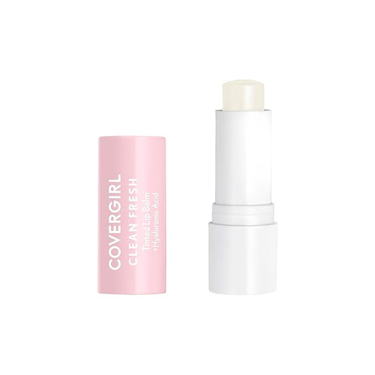 CoverGirl Clean Fresh Tinted Lip Balm, Vegan Formula, Hydrating, Natural Finish, Cruelty Free, Clear as Crystal, 1 Count