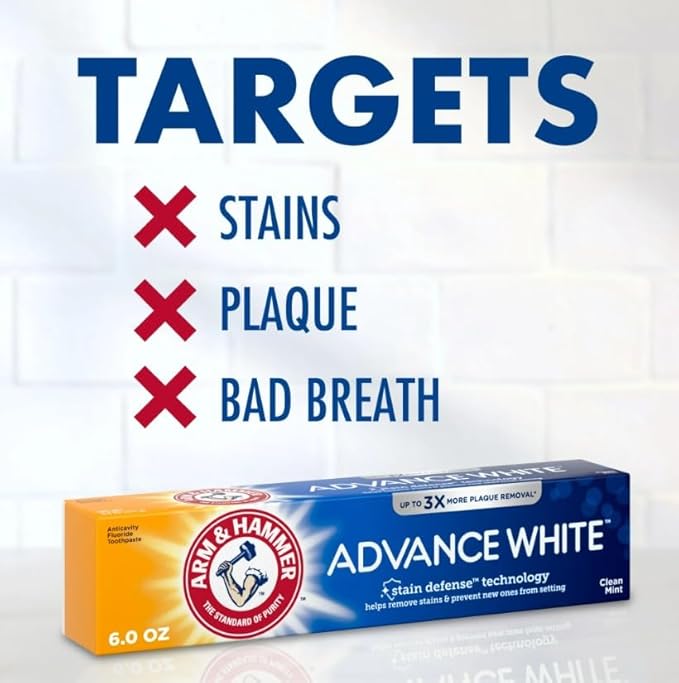 Arm & Hammer Advance White Toothpaste, Peroxicare Anti-Cavity Fluoride, Clean Mint, 6 FL Ounce (Pack of 2)