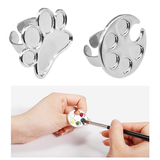 2 Pieces Nail Art Palette Finger Rings, Mini