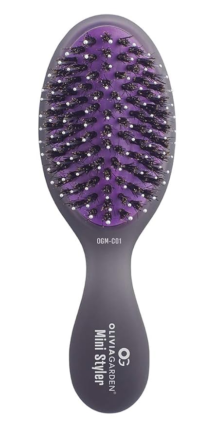 Olivia Garden OG Brush Styler, To Smooth and add Shine, All hair Types, pocket-size, perfect for travel, removable cushion, scalp hugging shape massages the scalp, for women, men and children, Black