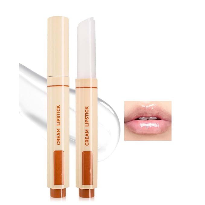 Clear Juicy Pumper Lip Oil Slick Click, Press Lipstick Lip Oil, Korean Mirror Glass Lip Balm, Moisturizing & Plump Solid Water Gloss Lip Tint, Shine Non-Sticky Lip Makeup for Women Girls,01