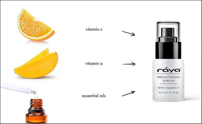 RAYA Brightening Serum (517) | Brightening and Color Restoring Facial Treatment for All Non-Sensitive Skin | Made with Vitamin-C and Vitamin-A