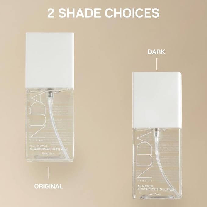 Nuda Face Tan Water | Lightweight Clear Self Tanner for Face | Hydrating Face Water Spray Mist with Aloe Vera, White Tea Extract, Vitamins A, C, & E | Buildable Spray Tan Solution, Cruelty Free, 75 mL