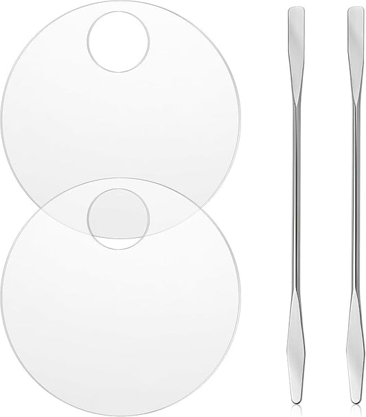 2PCS Makeup Mixing Palette with 2PCS Metal Spatula,