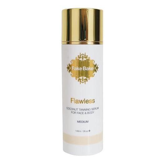 Fake Bake Flawless Coconut Sunless Tanning Serum with Hyaluronic Acid Lightweight Illuminating Face & Body Gradual Self Tanner - Hydrating & Rejuvenating Skin Care for Women & Men - 5 oz