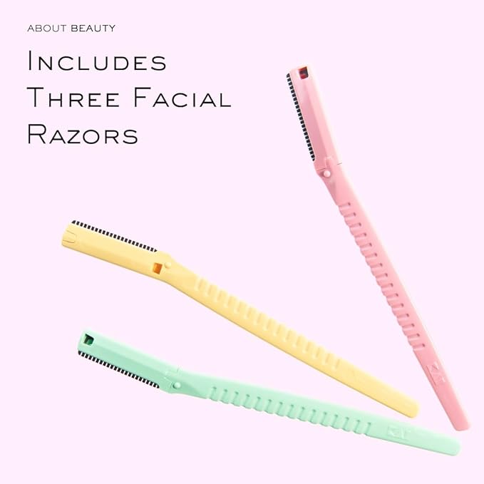 Face N Brow - 3 Beauty Groomers for Hair Removal, Ideal for Shaving, Exfoliating, Dermaplaning and Brow Shaping, Japanese Steel Gently Removes Facial Hair