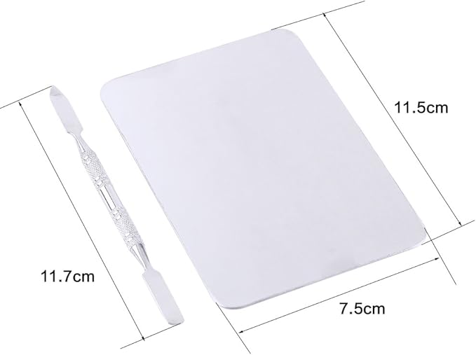 Mixing Palette Small Stainless Steel Makeup Palette Rec Shape Mixing Plate Tools with Spatula Nail Art Palette for Blending Cosmetic Shades