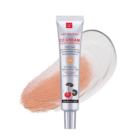 Color Correcting CC Cream with SPF 25, Coverage Lightweight Foundation, Hydrating Serum, Even Skin Tone Makeup and Skin Care, Boost Radiance, Refine Skin Texture, Avoid Sun Damage (Dark, 1PCS)