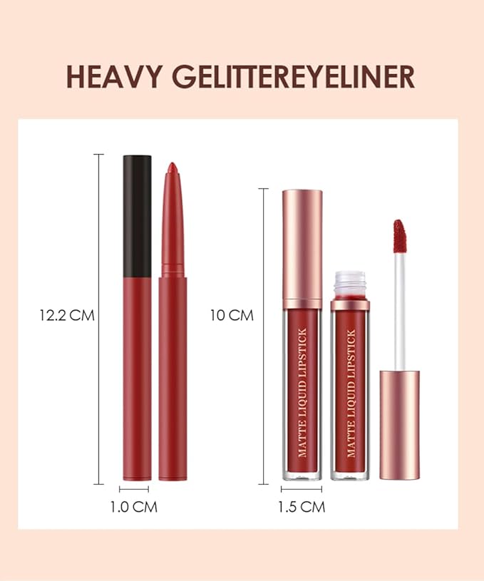 BestLand 6Pcs Matte Liquid Lipstick + Lip Liner