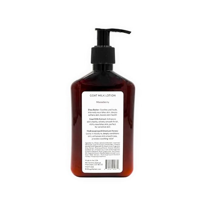 Goat Milk Lotion, Mooseberry Fragrance, Hydrating Lotion for Men & Women With Nourishing Goat Milk, Shea Butter, Sunflower Oil & Aloe, Packed With Vitamin A, E & Selenium, 9 Oz