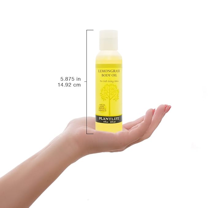 Plantlife Lemongrass Body Oil - Moisturizing Natural Body Oil for All Skin Types - Nourishing Dry Skin and Making It Feel Soft and Silky for Women & Men - Bath, Body & Massage Oil - 4oz