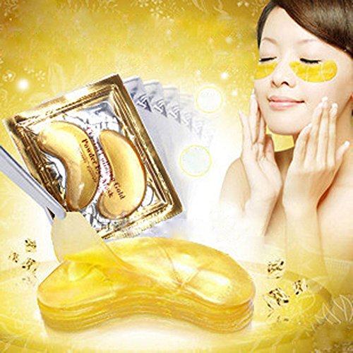 50 Pairs 24K Gold Eye Mask Powder Crystal Gel Collagen Natural Eye Pads For Anti-Aging & Moisturizing Reducing Dark Circles, Puffiness, Wrinkles