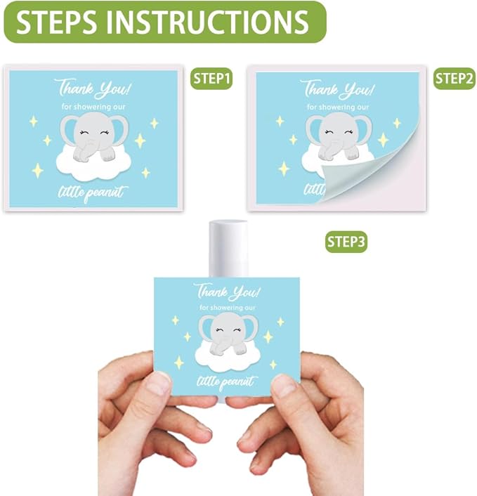 OLYCRAFT 100Pcs 4 Styles Elephant Lip Balm Labels Stickers 2.1x1.7 inch Self-Adhesive Favor Lip Balms Elephant Stickers with Thank You Words for Lipstick Wrapping Decorations Birthday Party Supplies