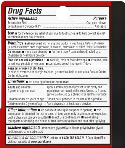 Orajel 3X for Toothache & Gum Pain: Maximum Gel Tube 0.42oz - from #1 Oral Pain Relief Brand for Instant Pain Relief (Pack of 2)