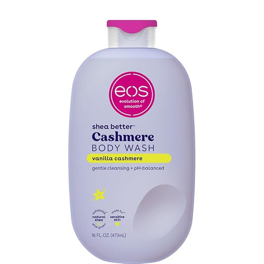 eos Shea Better Cashmere Body Wash, Vanilla Cashmere, Moisturizing and Nourishing, pH Balanced Creamy Gel Formula, Paraben & Phthalate Free, Sensitive Skin,16 fl oz