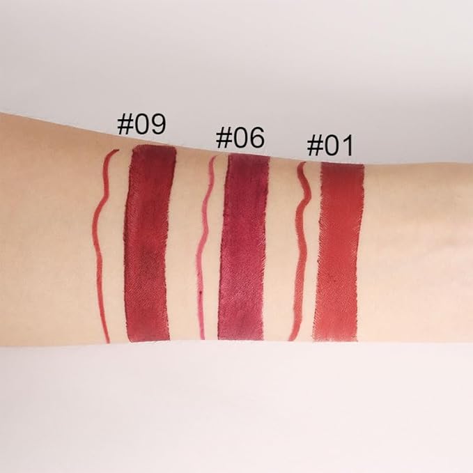 2-in-1 Dark Red Lip Liner & Lipstick Set Kit for Women, Matte Lips Kit with Lip Liner Lip Stains Long Lasting Waterproof 24 Hour Lipstick and Lip Liners Combo Lipliners Pencil Set 06